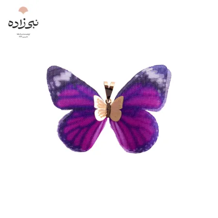 پلاک پروانه پارچه ای بنفش طلا C047
