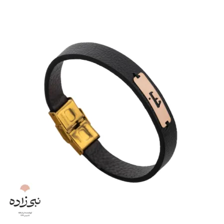 دستبند چرم حب طلا B052