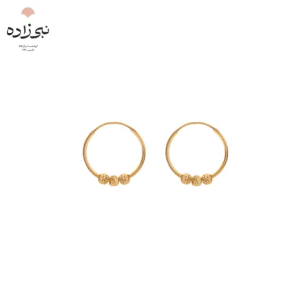 گوشواره حلقه ای البرنادو 3 گوی قطر 1 سانت طلا E048