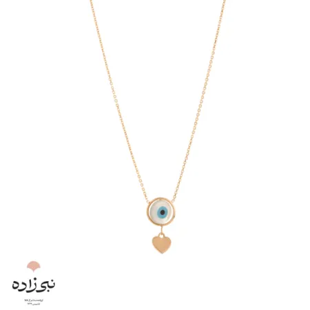 گردنبند چشم نظر گرد آویز قلب طلا N019