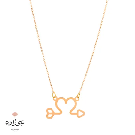 گردنبند لیزری قلب و تیر طلا N064
