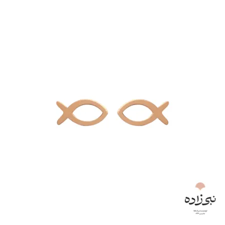 گوشواره لیزری میخی ماهی طلا E013
