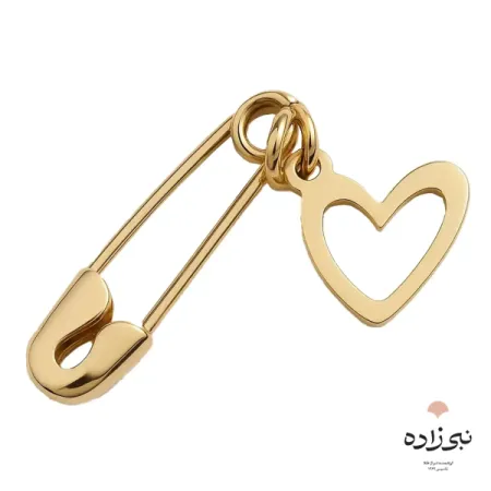 سنجاق سینه کودک قلب تو خالی طلا P001